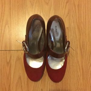 Red Suede / Patent Leather Mary Janes